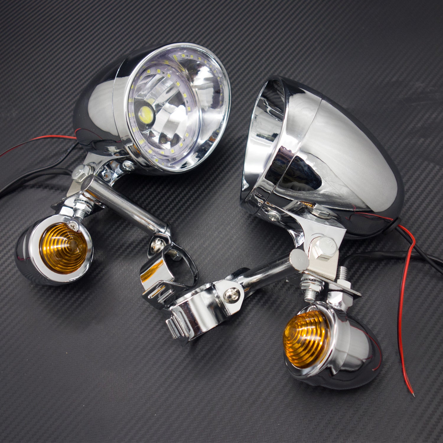 Chrome Bullet Blue Angel Eye LED Driving Spot Fog lights Bar  Turn Signal Light Q