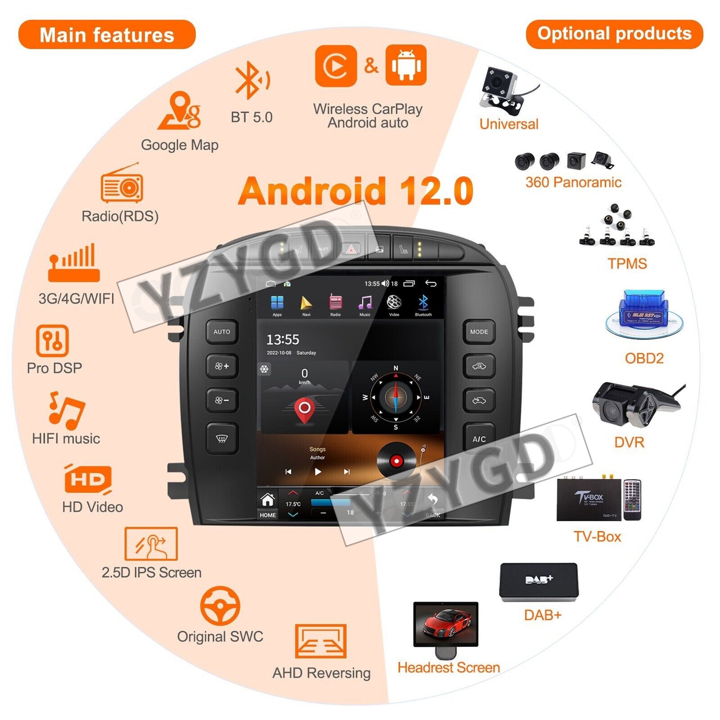 Android for Jaguar S-TYPE 2004 2005 Car Radio Carplay Screen Stereo Receiver 32G