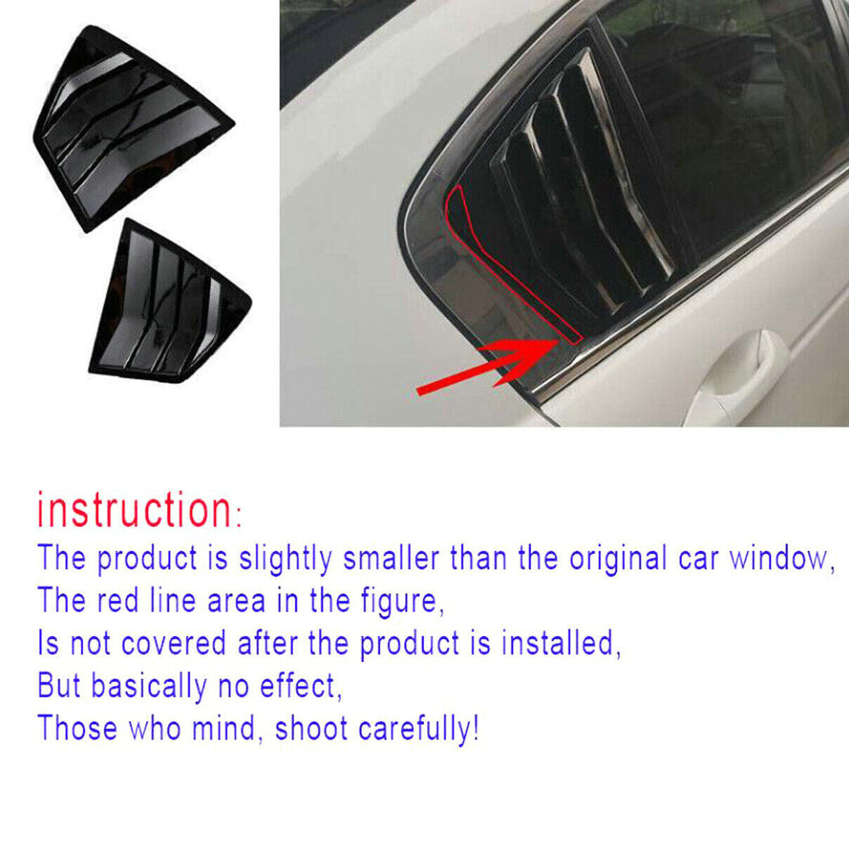 2PCS for Honda Accord 08-13 Gloss Black Side Window Blind Cover Trim
