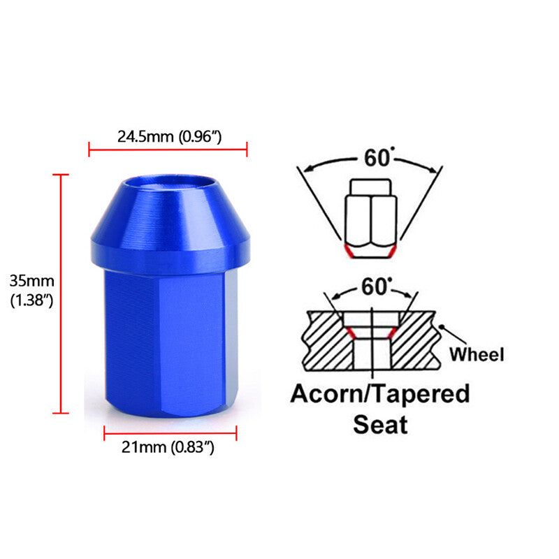 20PCS 35MM M121.5 Aluminum Wheel Lock Nuts Wheel Lug Nuts Anti Thef 19 HEX