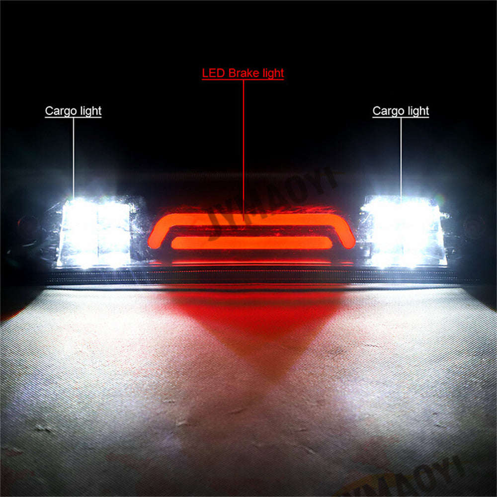 Suitable for 2009-2018 for RAM 1500 smoked LED third brake light and reverse taillight/cargo light. n
