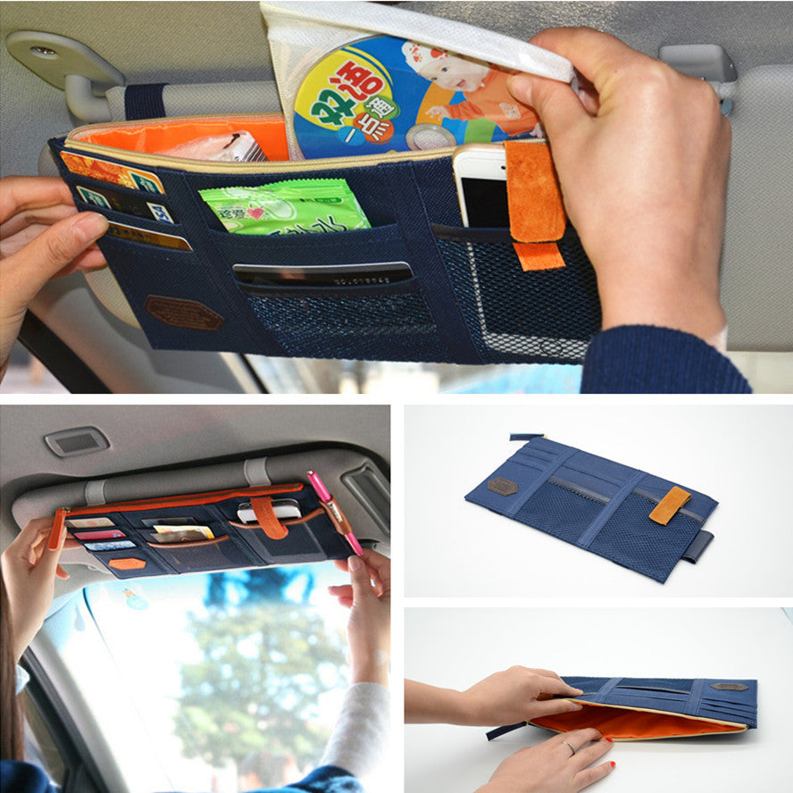 Blue Car Sun Paper Tissue Box CD Holder Bag Pocket Card Phone Organizer