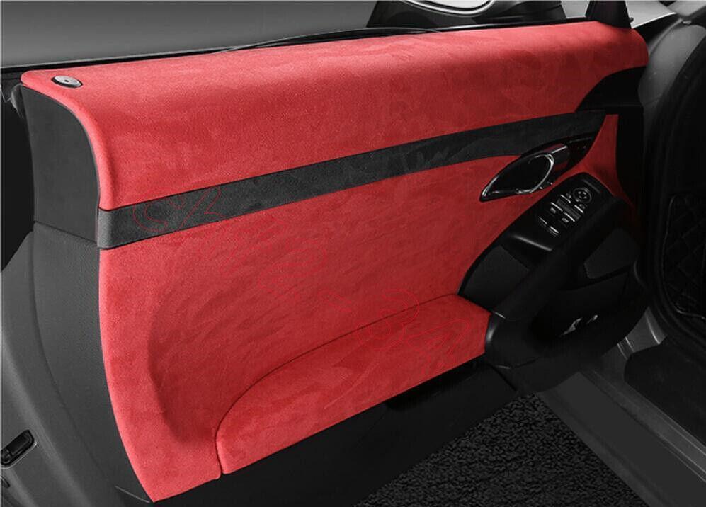 for Porsche 718 Cayman RedBlack Suede Inner Door Panel Armrest Cover