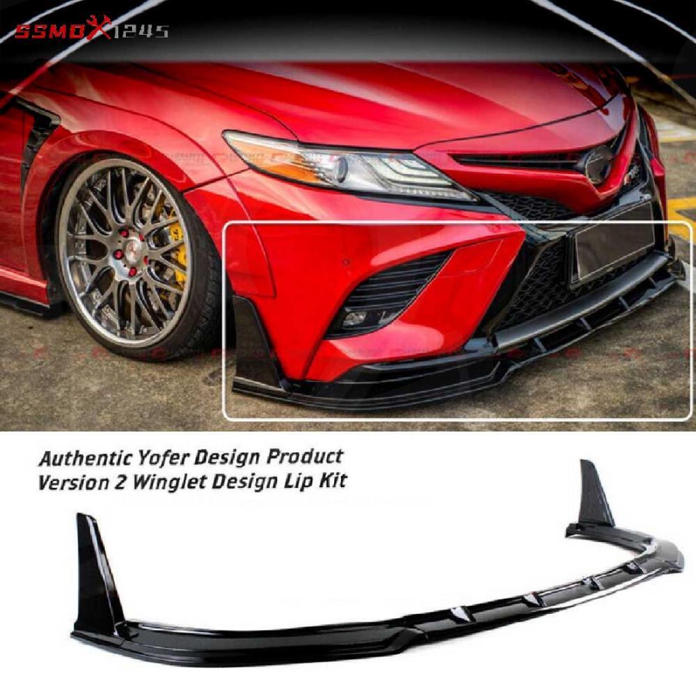 For 2018-23 for Camry SE XSE Yofer V2 Winglet Front Bumper Lip Splitter Gloss Black