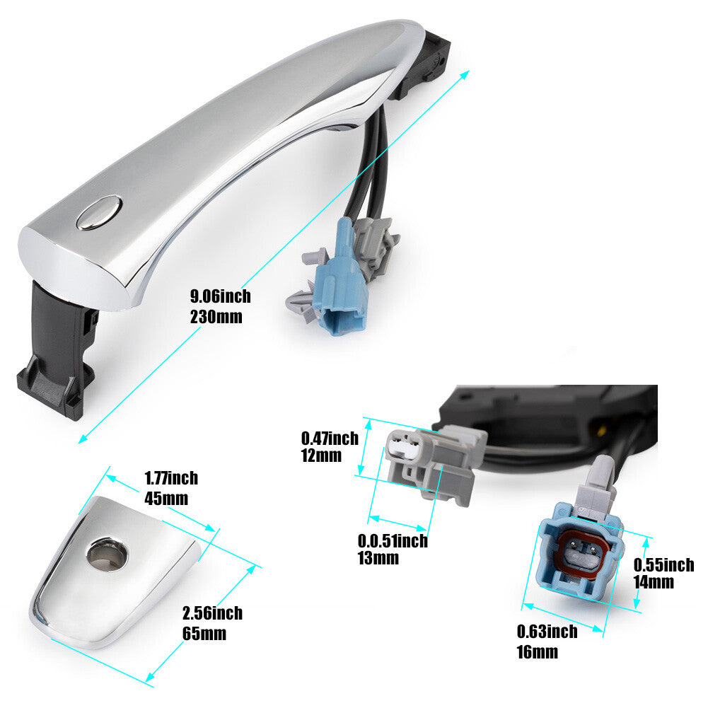Chrome-plated exterior door handle on the left front drive side is available on 2012-2013 for Infiniti M37 models.