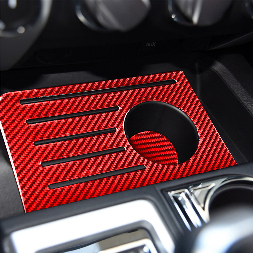 Red Carbon Fiber Central Console Storage Box Slot Trim for T@yota Tundr@ 2014-21