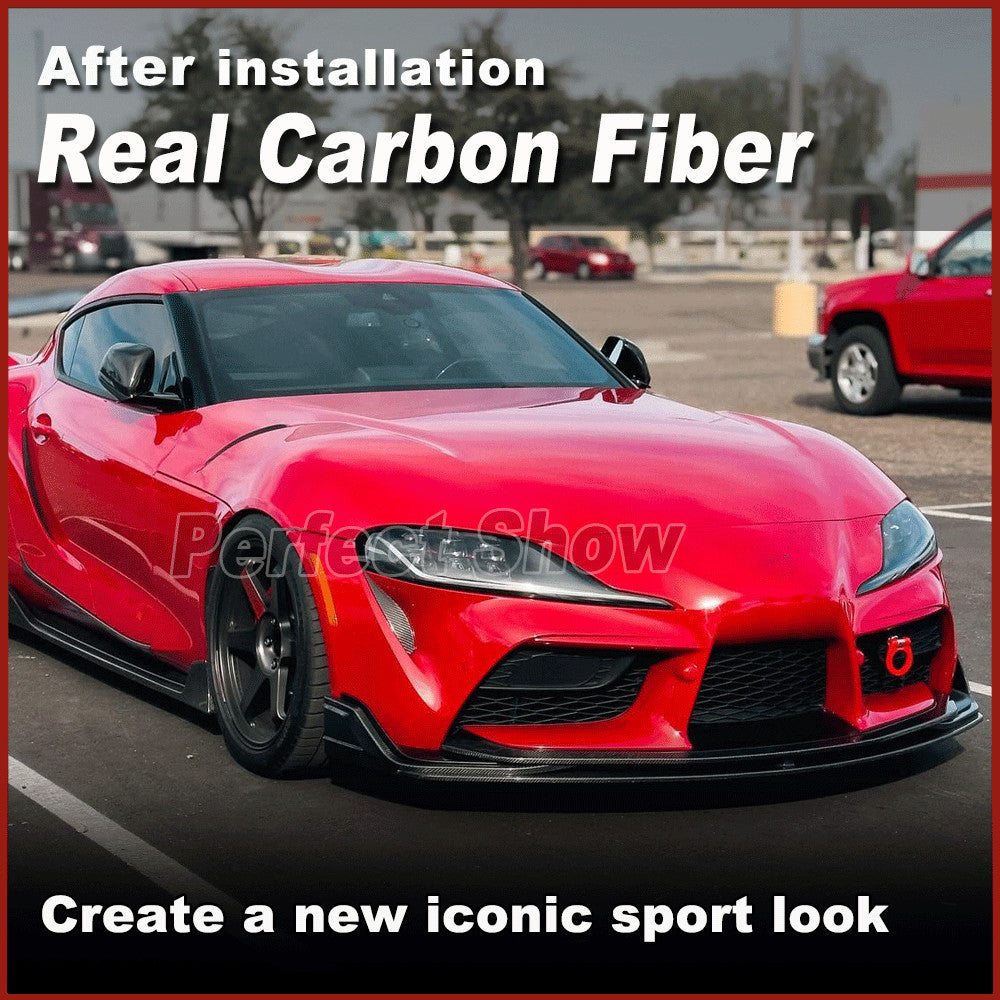 for Toyota Supra A90 GR REAL Carbon Front Bumper Lip Fins Splitter Chin 2019-22