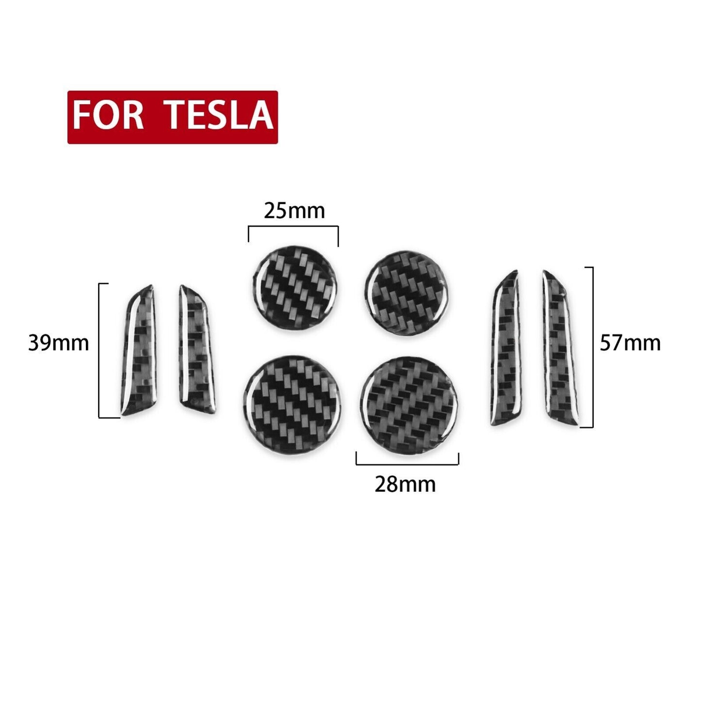 8-piece set of carbon fiber console for seat adjustment button covers for Model 3/Y 17-22 n