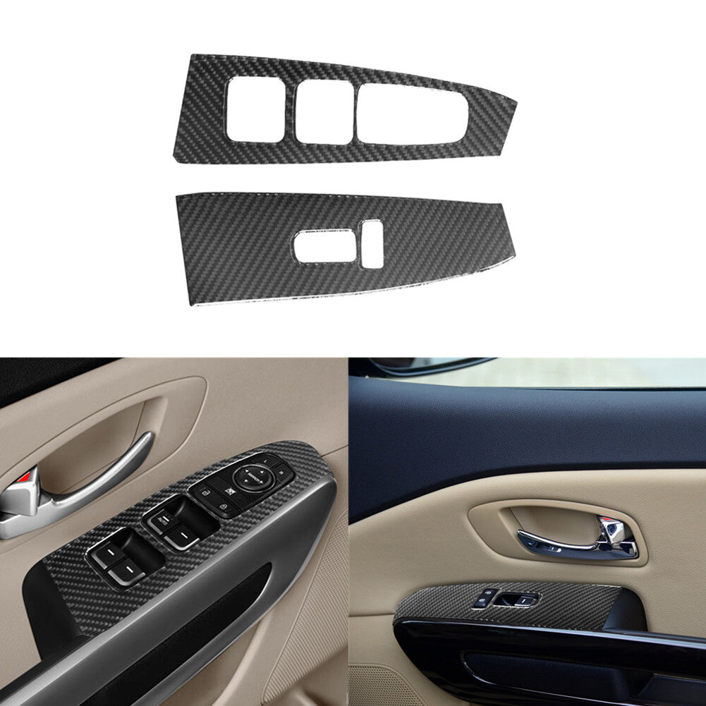 2pcs Carbon Fiber Steering Wheel Buttons Trim For Highlander 2008-2013 v