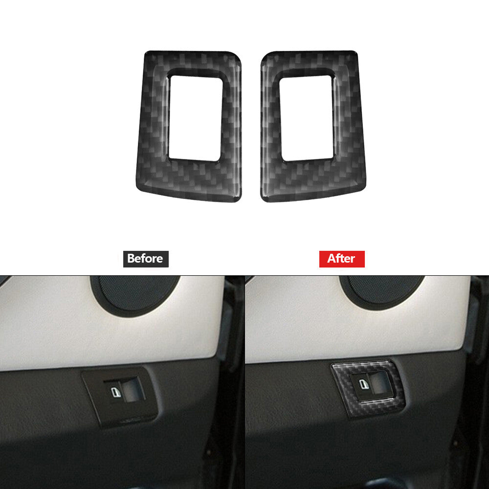 2X Carbon Fiber Rear Window Regulator Trim for BMW X5 2000-2006