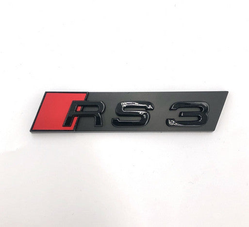 for Audi RS3 hooded badge decal, front Bonnet grille badge logo, gloss black