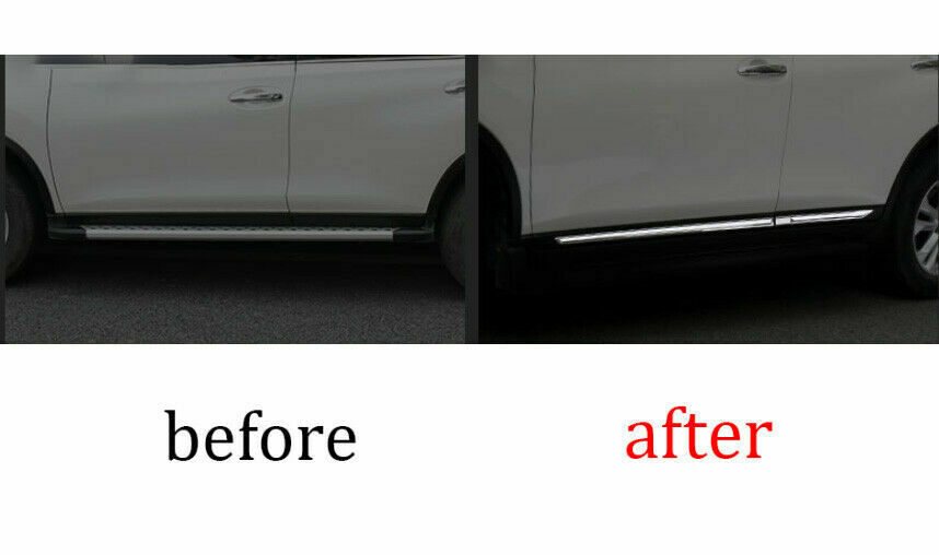 for Nissan Rogue 2014-2020 Chrome Steel Side Door Body Guard Molding Cover Trims