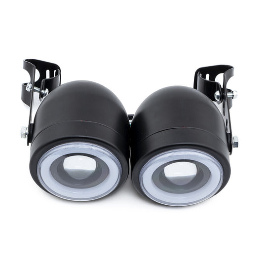 Motorcycle twin headlights with brackets for Harley Cafe Racer