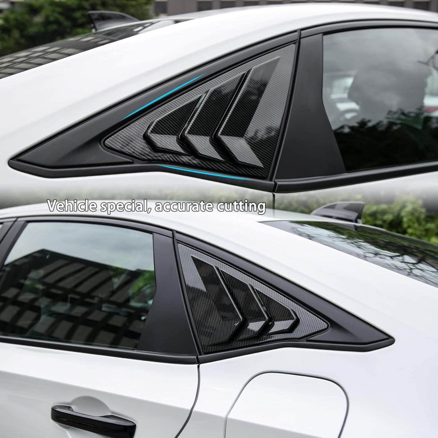2-Piece Carbon Fiber Rear Window Louver Spoon for Honda for Civic Sedan 2022-2024