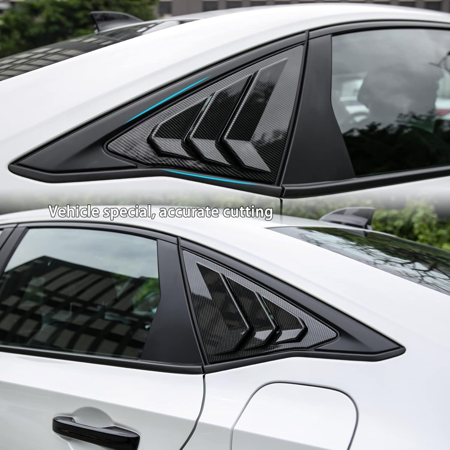 2-Piece Carbon Fiber Rear Window Louver Spoon for Honda for Civic Sedan 2022-2024