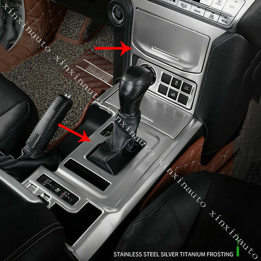 5pc silver Inner Gear Shift Panel Molding Cover Trim for Toyota Prado 2018-2021