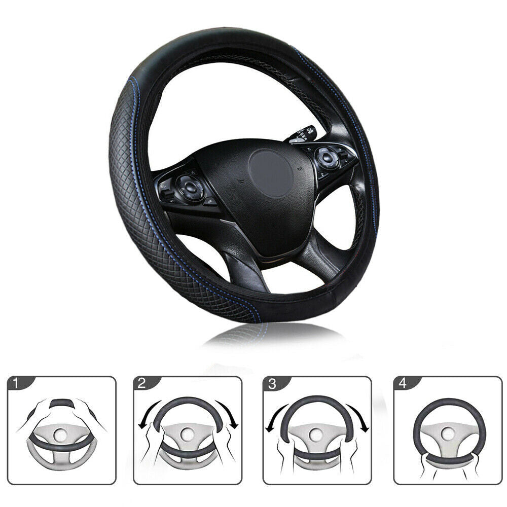 Car Wheel Cover Anti-Slip Plush Comfortable Steering Wheel Cover Steering Black Q