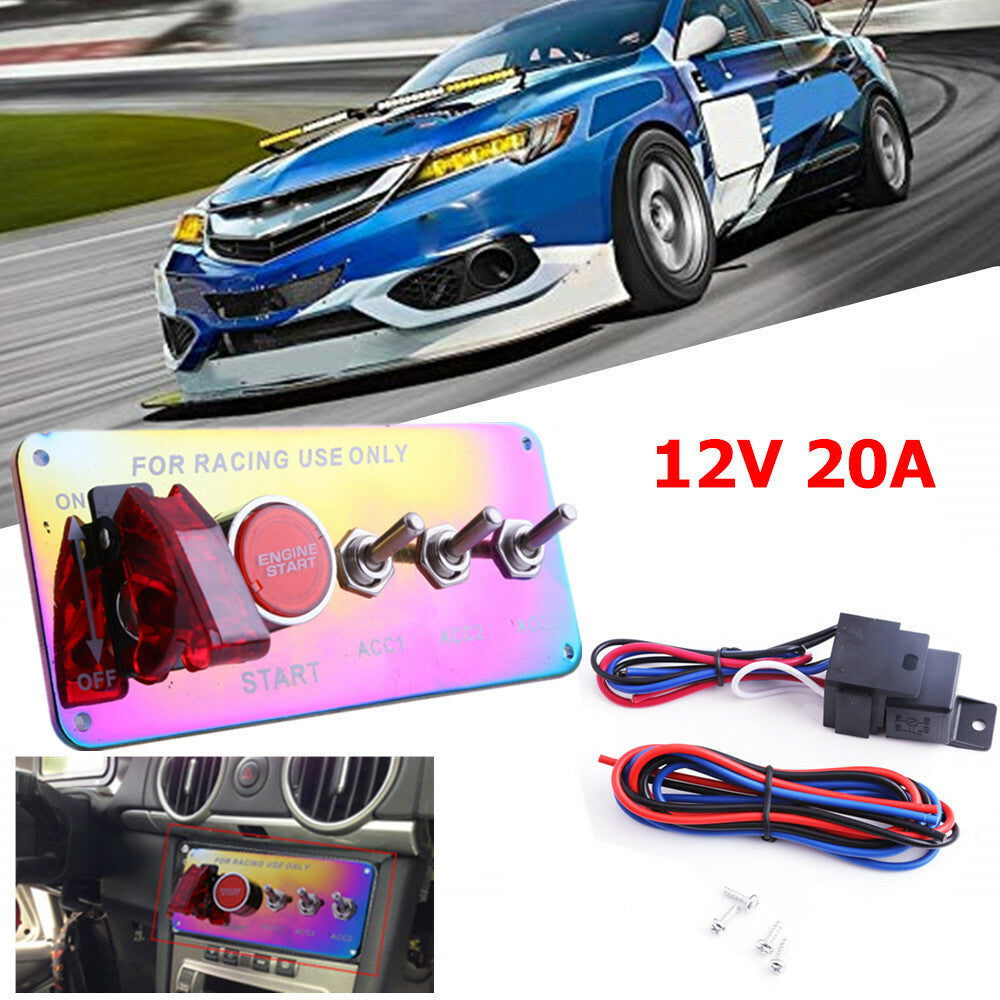 Racing car LED ignition switch panel, engine start button, multi-color - n