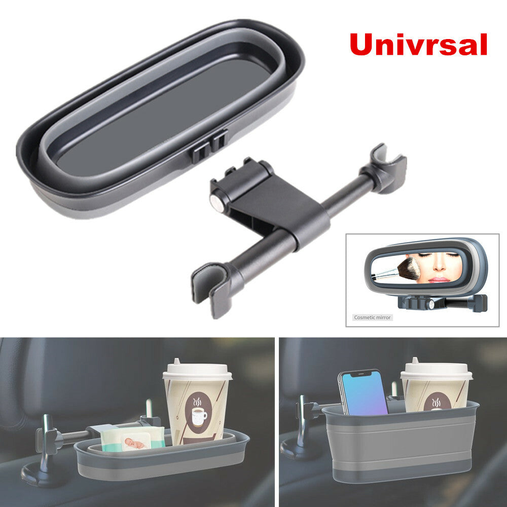 Car for seat backrest and headrest storage box, pocket, folding cup holder, plate, trash can - n