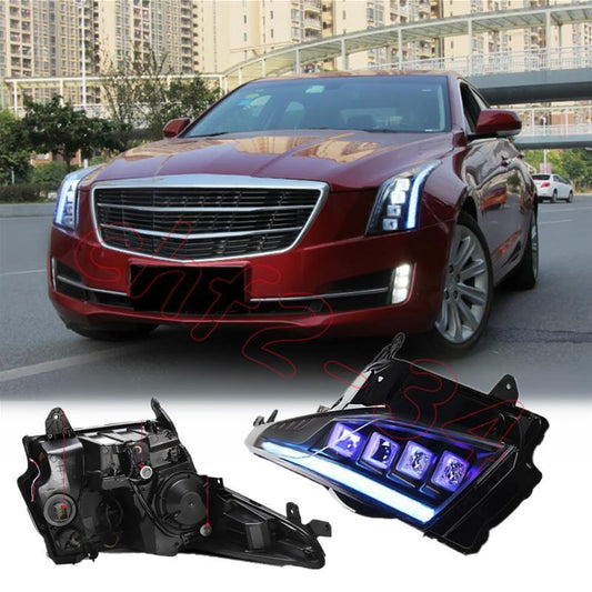 LED DRL Headlights Double Beam Lens Projector 2PCS Fit for Cadillac ATS 13-2019