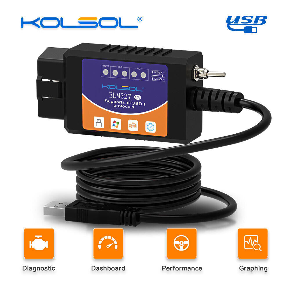 NEW FORScan ELM327 USB Modified OBD2 Code Scanner HS-CAN MS-CAN for Ford ELMConfig