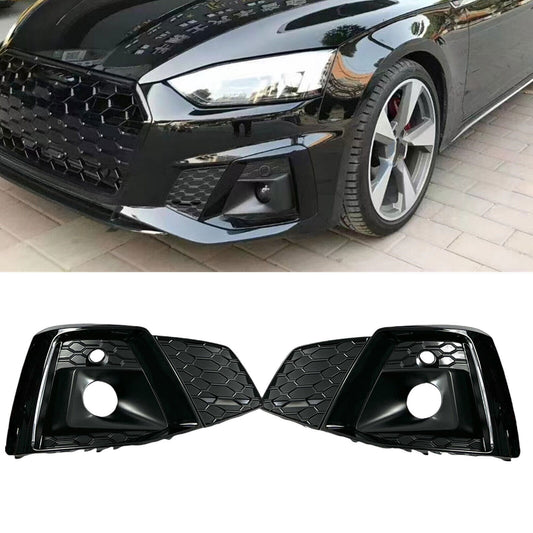 2PCS Black Front Fog Light Frame Cover Replace Accessory for Audi A5 S5 22-23 B n