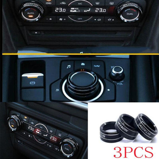 Car for Mazda CX-5 17-21 Black Aluminum Middle Console AC Knob Cover Trim