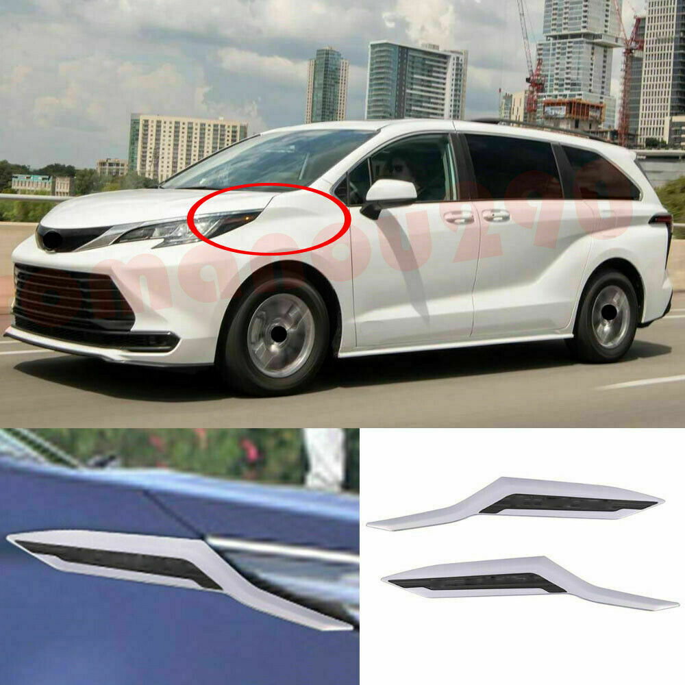 2P for Toyota for Sienna 2021-2022 Chrome Front Fender Vent Molding Strip Cover Trim