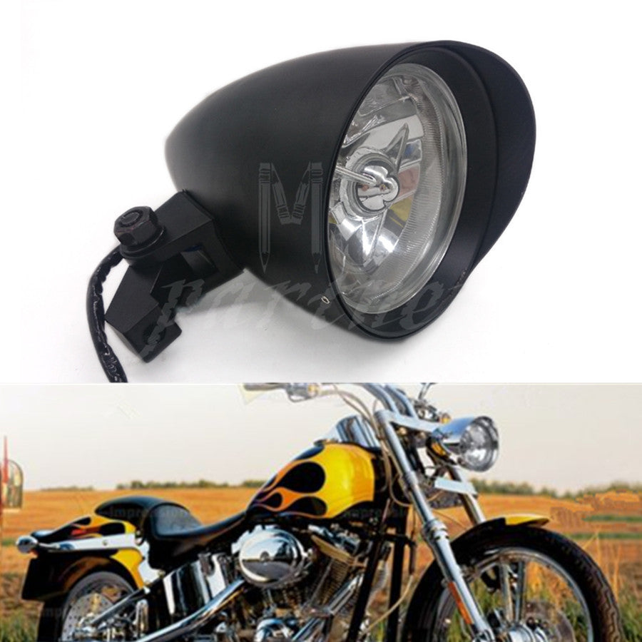 Black 4.7 Bullet Headlight for Harley Sportster XL Dyna Softail Chopper Bobber Q