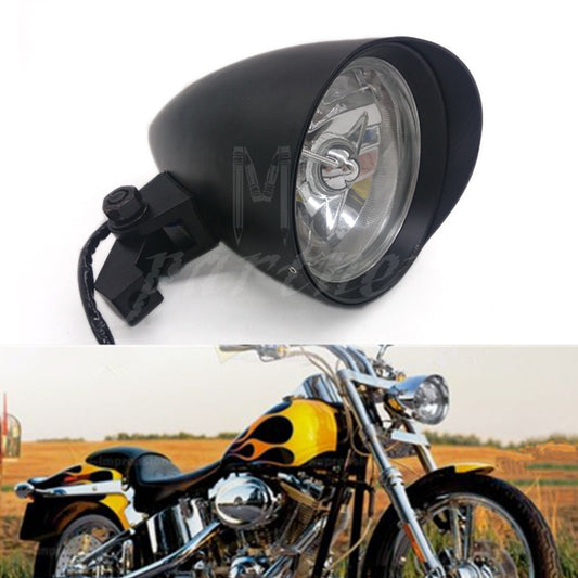 Black 4.7 Bullet Headlight for Harley Sportster XL Dyna Softail Chopper Bobber Q