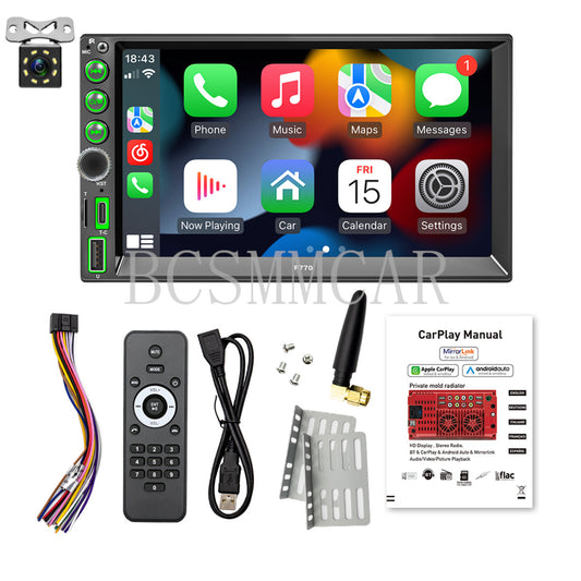 7 Car Stereo Radio For Apple Carplay Bluetooth Touch Screen With Backup Camera