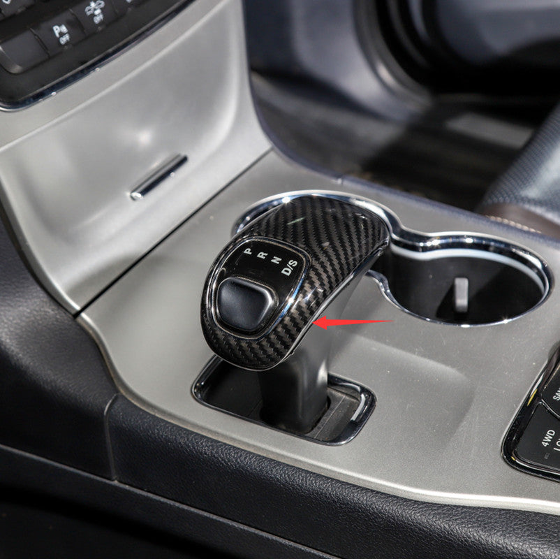 Carbon Fiber Console Gear Shift Knob Cover Trim for JEEP Grand Cherokee 2014-15
