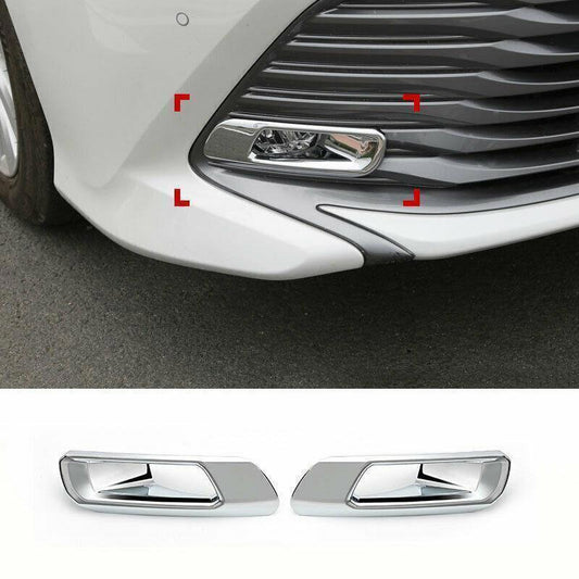 for Toyota for Camry 18-20 Silver Front bumper Fog Light Lamp Molding Cover Trims 2P