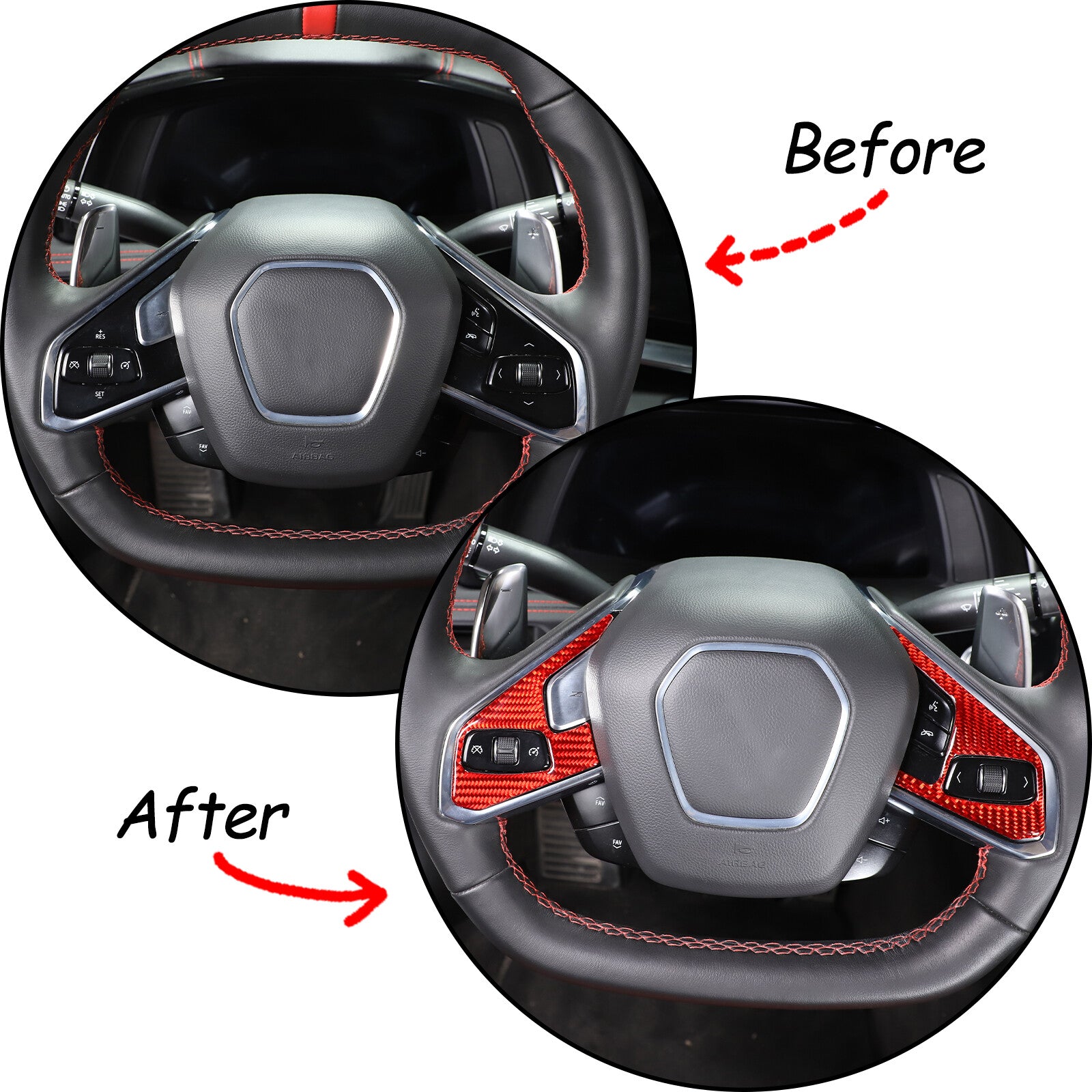 Red Upper and Lower Steering Column Cover Kit for Corvette C8 Z51 Z06 2020-2024 US- v
