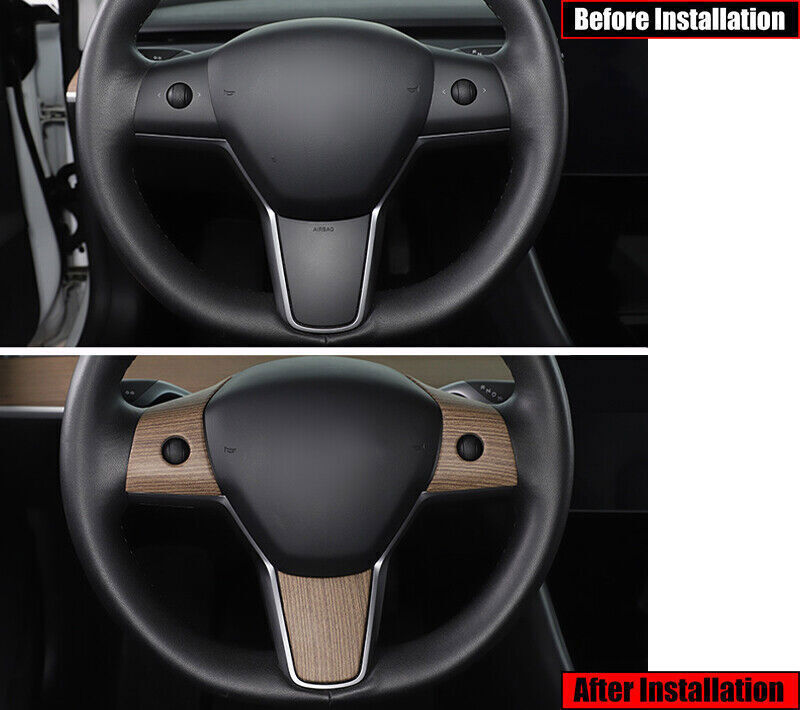for Tesla Model 3/Y 2017-2023 Wood Grain Steering Wheel button Frame cover trim