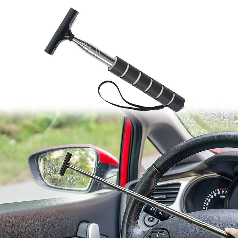 1Pc Telescopic Car Wiper Side Rearview Mirror Squeegee Water Removal Tool Black Q