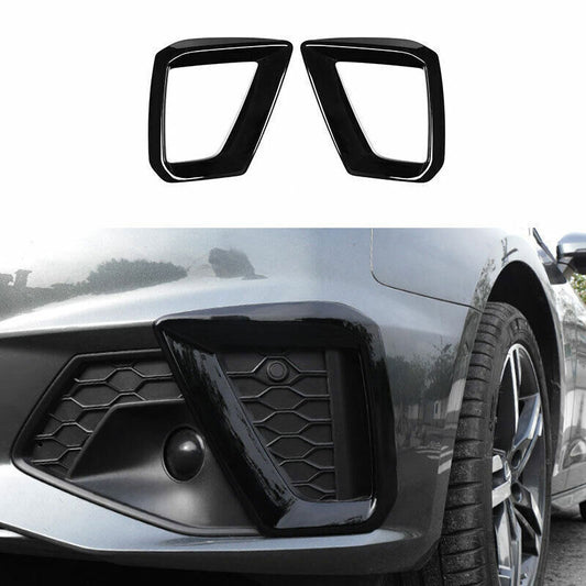 Fit for Audi A4 A5 B9 2020-2021 Black Front Bumper Fog Light Lamp Frame Trim 2X