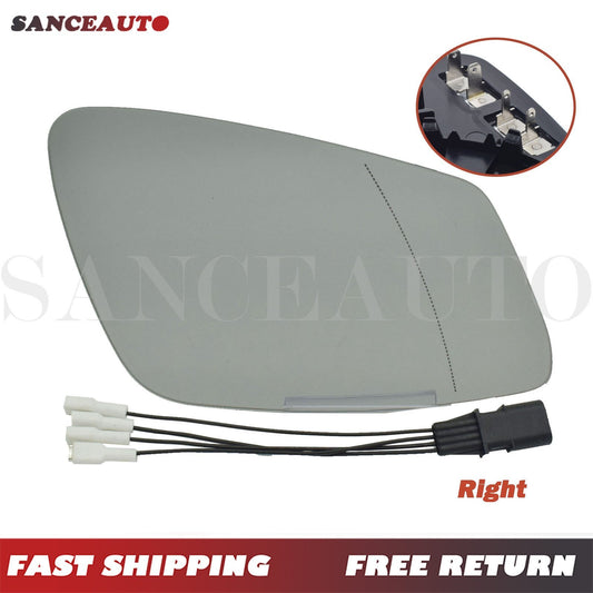 Right heated mirror glass with 4-pin wiring harness suitable for 5, 6, 7, E60, F10, F18, GT, F07, F06- n