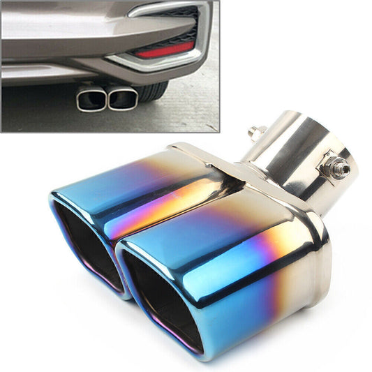 Stainless Steel Car Rear Dual Exhaust Pipe Tail Muffler Tip Throat Tailpipe Blue Q