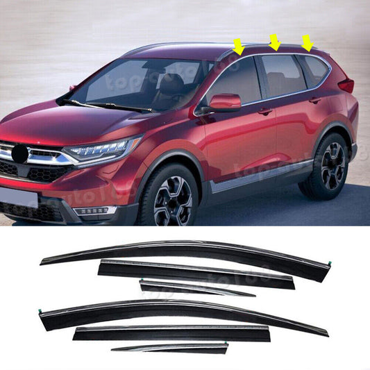 for Honda CR-V 2017-2022 Black Window Visors Sun Rain Guard Deflectors W/Chrome