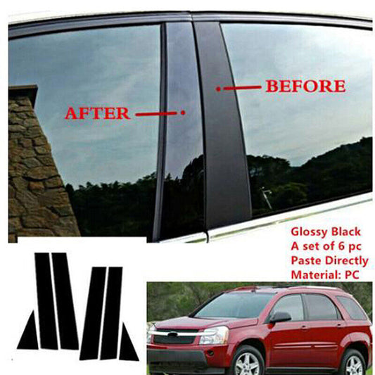Piano Black Pillar Post Door Window Molding Strip Trim for Chevy Equinox 05-2009