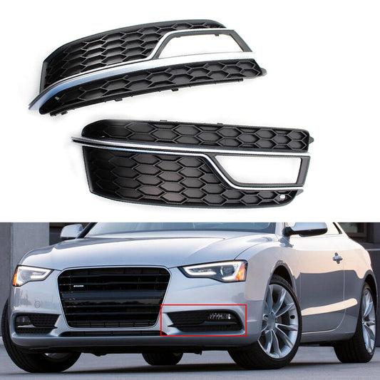 Pair Front Bumper Light Fog Lamp Grille Cover for Audi A5 S-Line S5 2013-2017