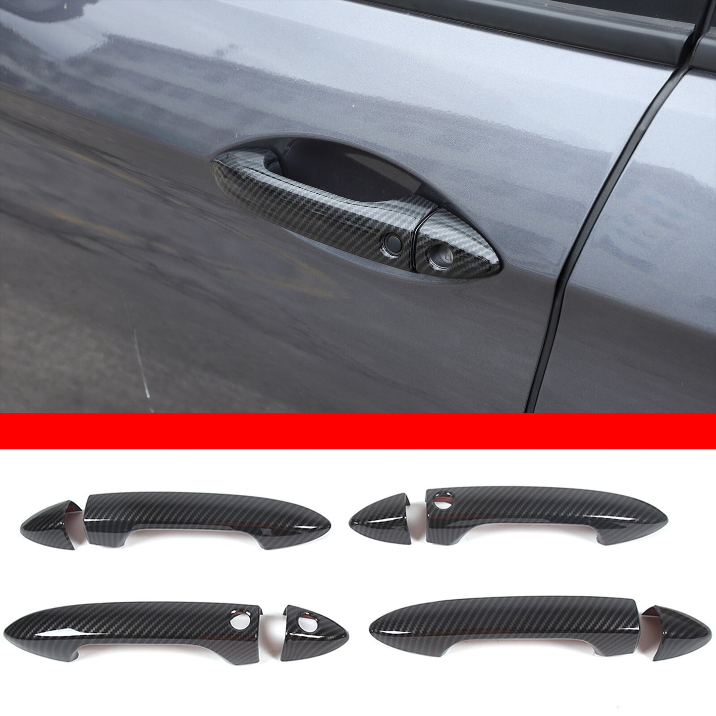 Carbon ABS exterior 4-door handle trim covers for Honda Pilot 2015 - 2022 - n