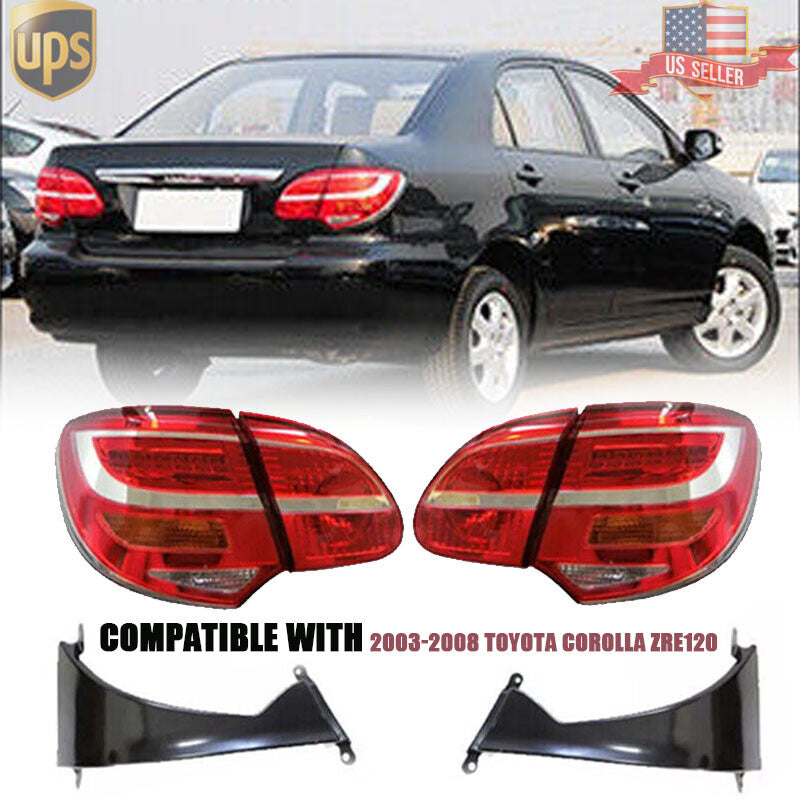 Red/Clear LED Tail Lights Cover Bases For 2003 2004-2008 for Toyota for Corolla ZRE120