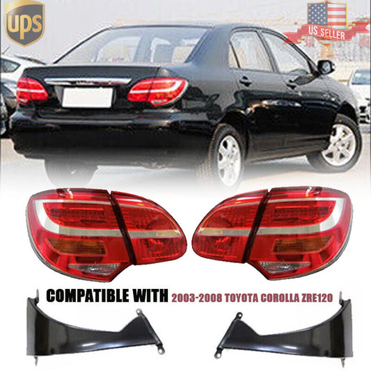 Red/Clear LED Tail Lights Cover Bases For 2003 2004-2008 for Toyota for Corolla ZRE120