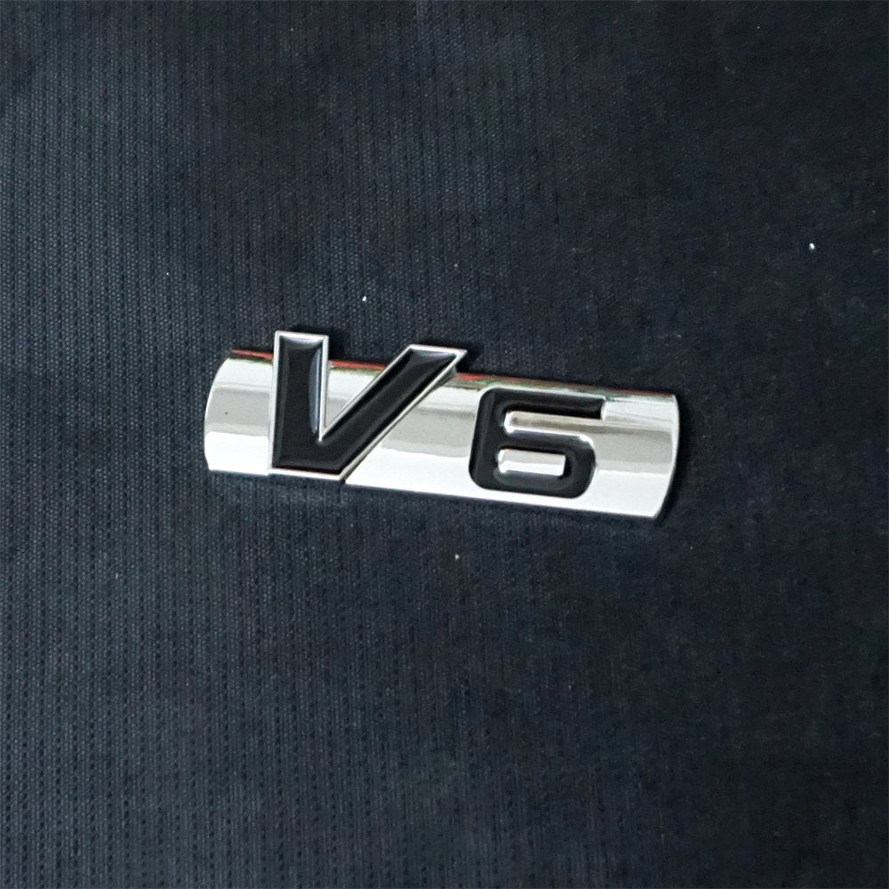1x Chrome Silver Black V6 Metal Badge Emblem Decal Sticker Bumper Car Fender AWD Q