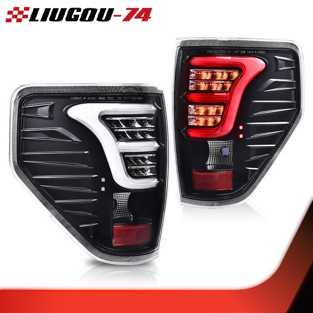 Suitable for 2009-2014 F150 full LED taillight brake stop light transparent/black- v