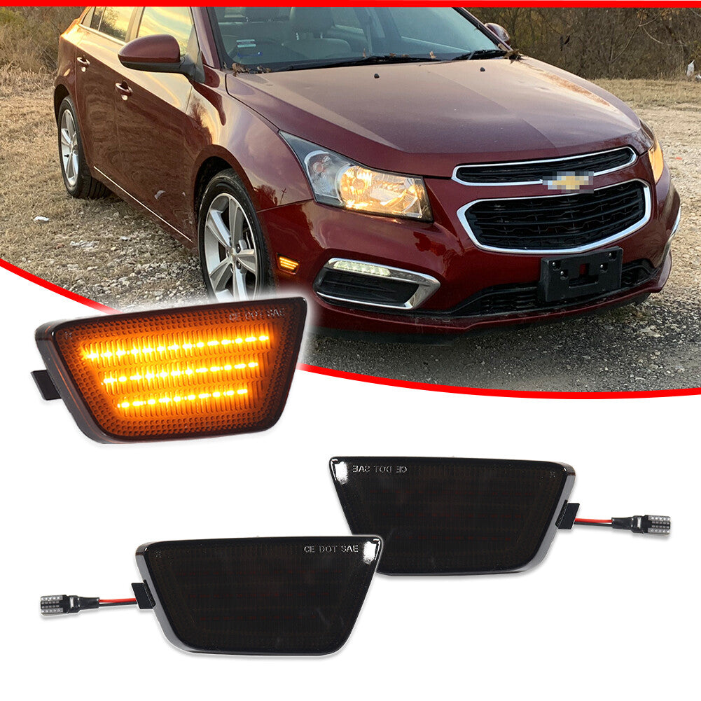 Pieces Front Bumper Smoked Amber Side Marker Signal Lights for 2011 - 2015 for Cruze - v