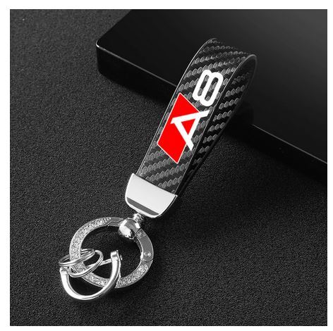 Car keychain/key ring, black and silver horseshoe buckle accessories for Audi for A8