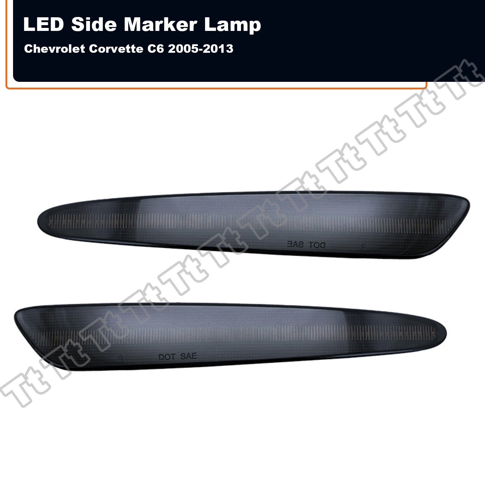 Smoked Front Amber LED Side Marker Lights for 05 - 2013 for Corvette C6- v